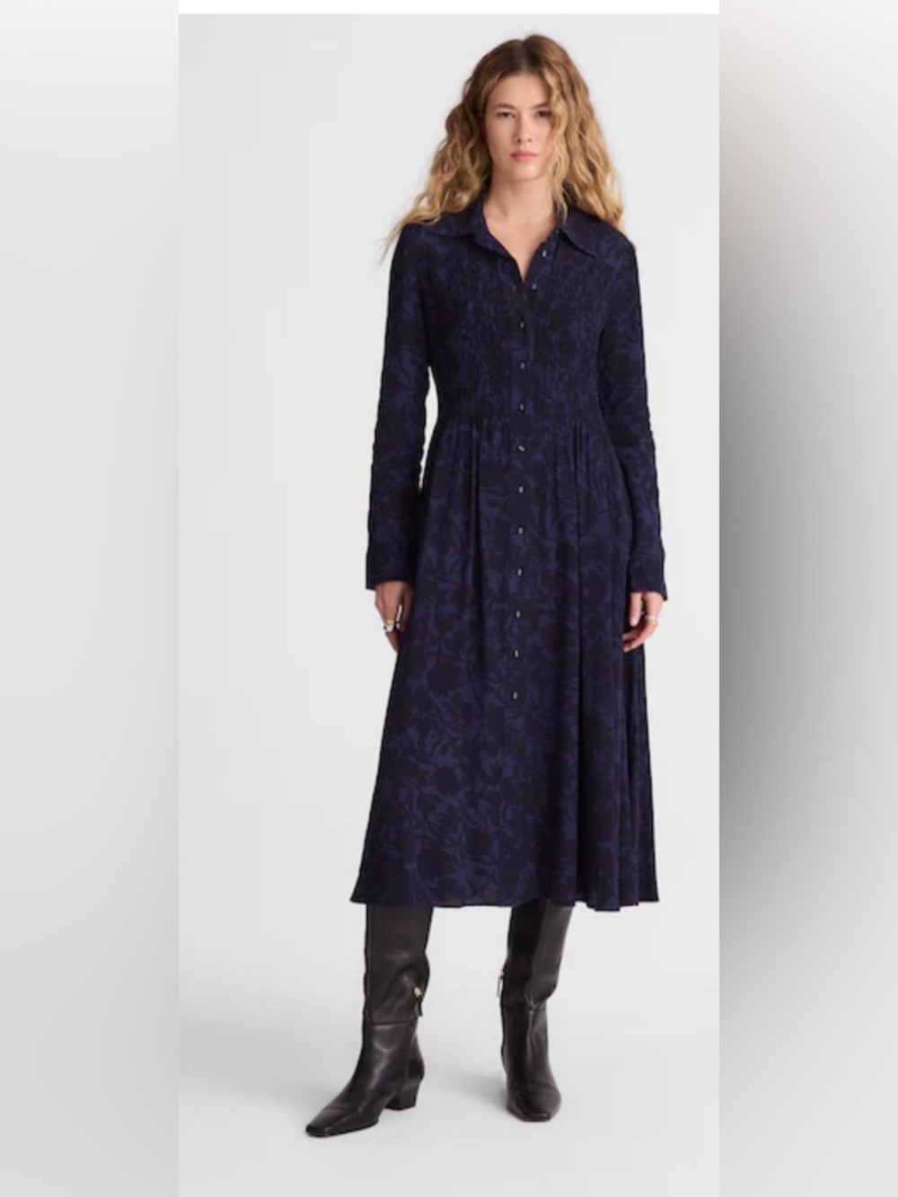 NWT Madewell Smocked Midi Shirtdress size 6